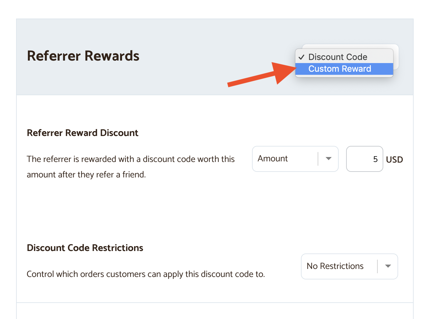 Switch to custom referral rewards